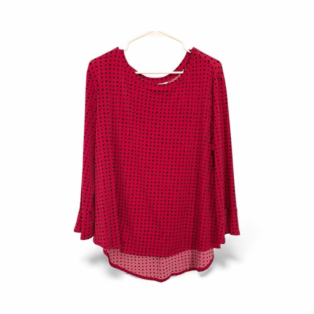 ELLE Hot Pink & Black Polka Dot Blouse – XL